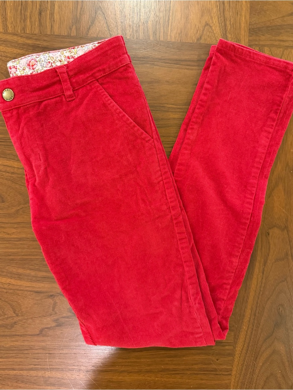Bisby Girls Red Corduroy Jeans Size 10 - Classic Fit